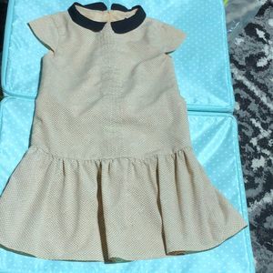 Girls Zara drop waist, polka dot, dress with Peter Pan collar.